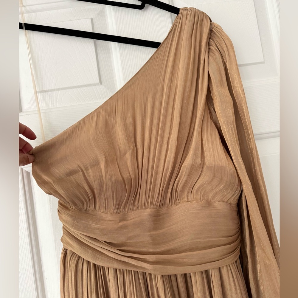 Anthropologie One-Shoulder Metallic Wide-Leg Jumpsuit, Size 4 - Picture 7 of 14